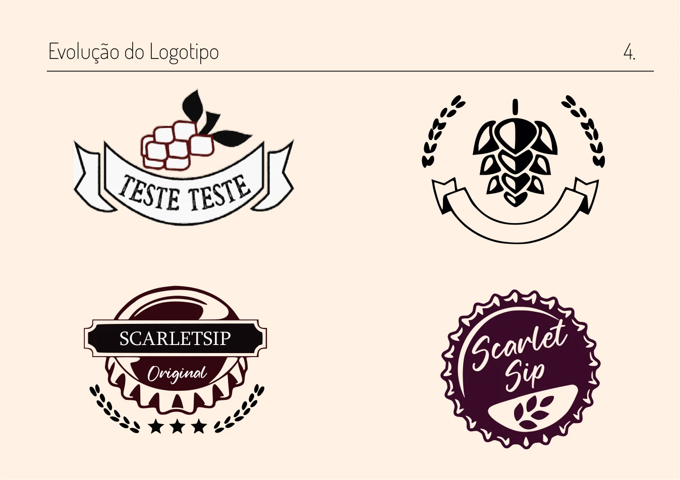 Estudos de evolução do logotipo ScarletSip