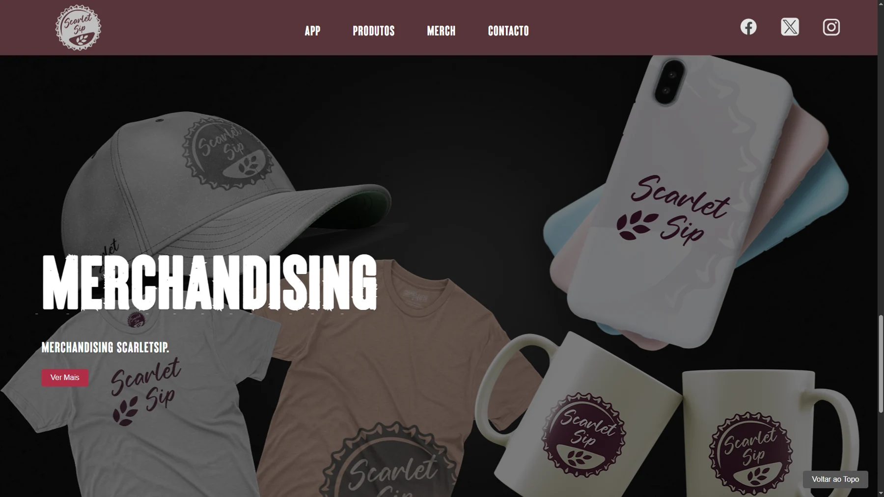 Merchandising ScarletSip no website