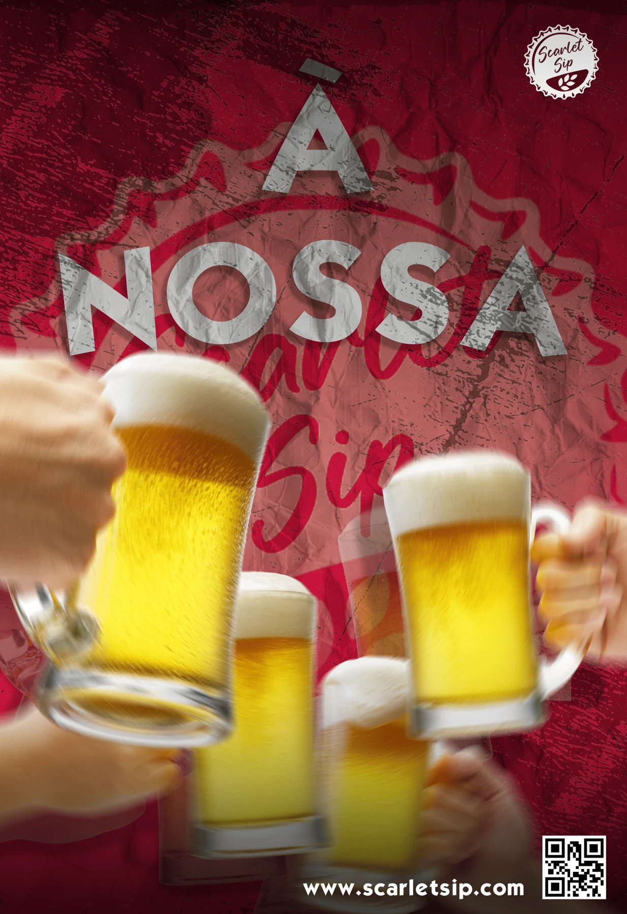 Cartaz publicitário ScarletSip com tratamento de imagem e tipografia